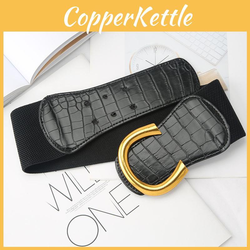 Buckle Smooth Ushaped Black Belt Womens Coat Dress Versatile Decoration