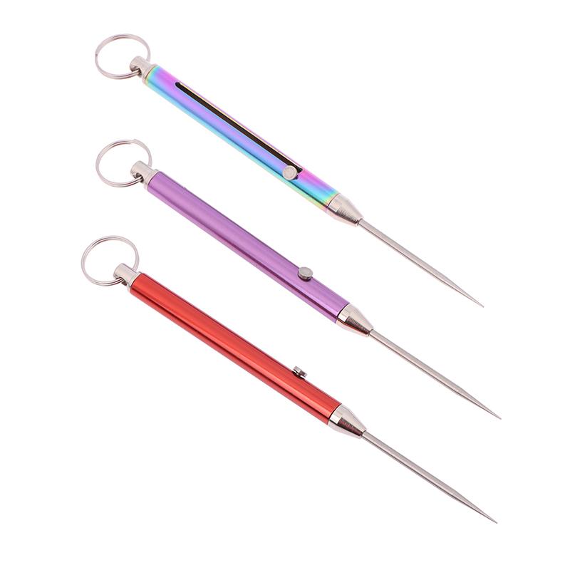 1Pcs Titanium Alloy Telescopic Toothpick Keychain Pendant Gift Fruit Fork Camping Toothpick Holder Unpacking Tool