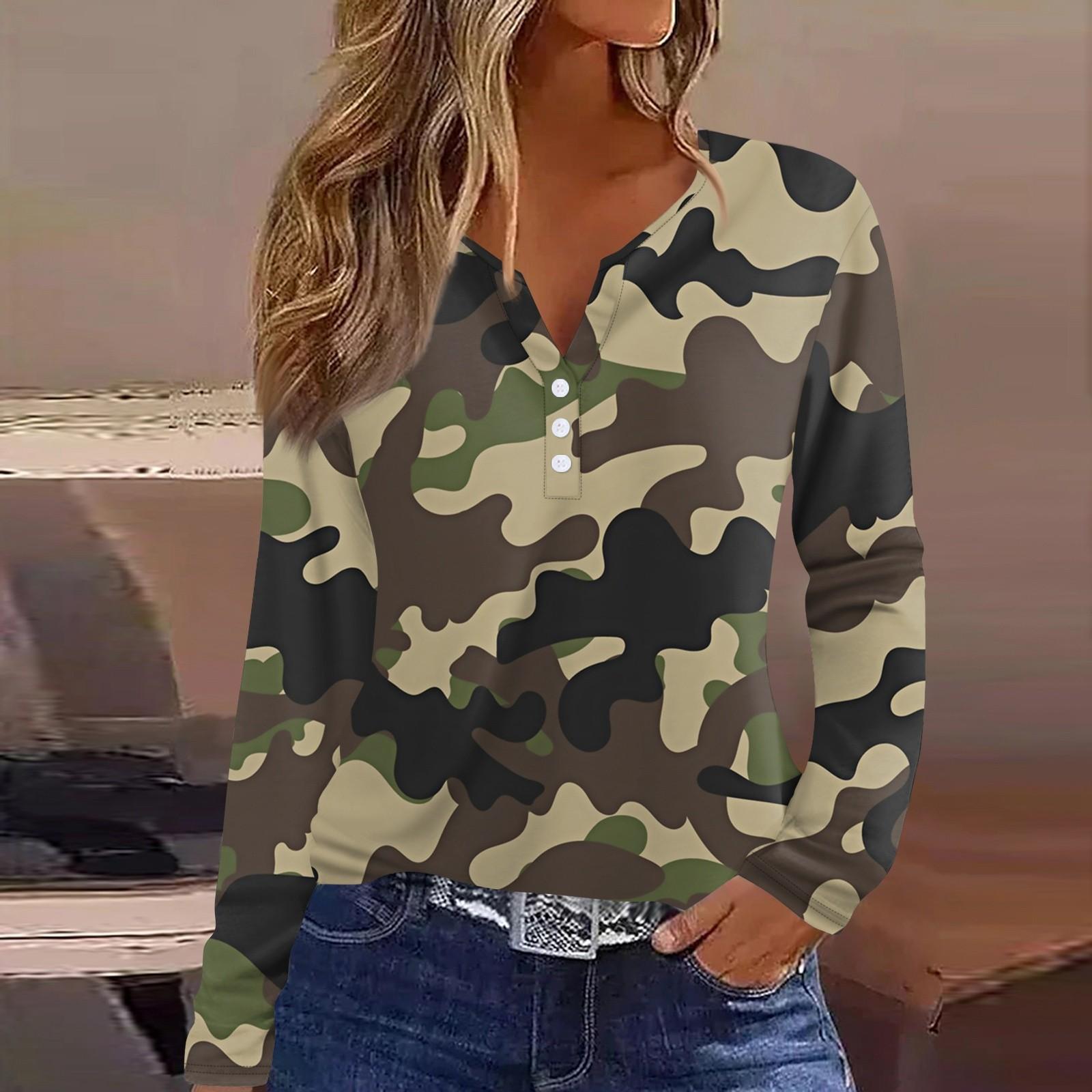 

Жен. Футболка Футболка на пуговицах с длинным рукавом Повседневные Выходные Мода Классический Топ с v-образным вырезом Обычный L