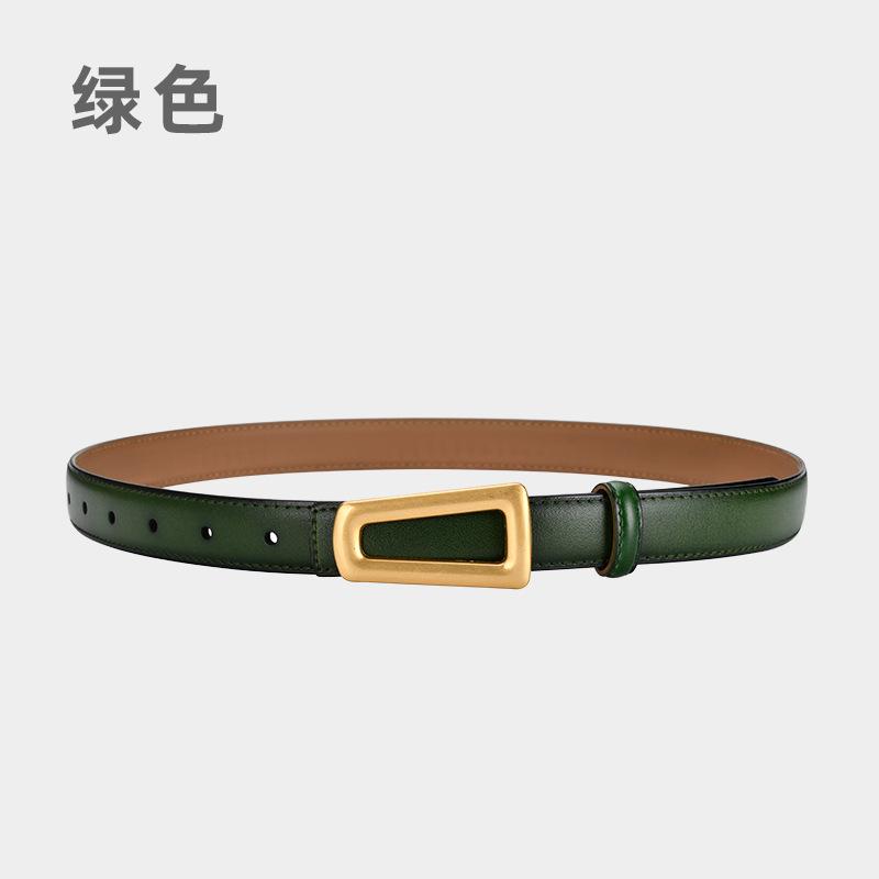 Belt Ladies Leather Belt Girls Retro Cowhide Lazy Belt Women'S Decorative Outer