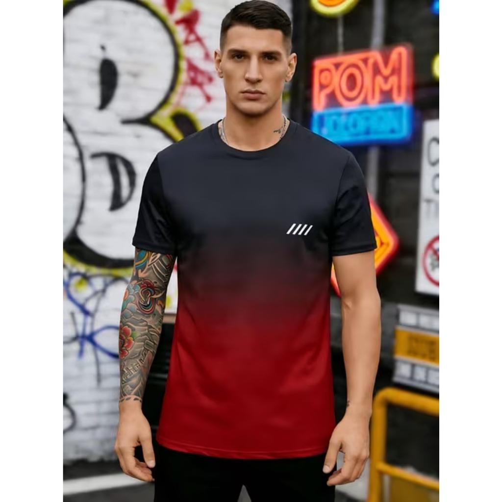 New Summer Men's Fashion T-shirt Personality Simple Pattern Printed Men's T-shirt Top