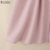 ZANZEA Womens Casual Turn Down Collar Loose 3/4 Sleeve Midi Dres