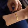 Bracciale a barra inciso personalizzato, Targhetta con nome e coordinate personalizzate, Catena regolabile Gioielli in acciaio inossidabile