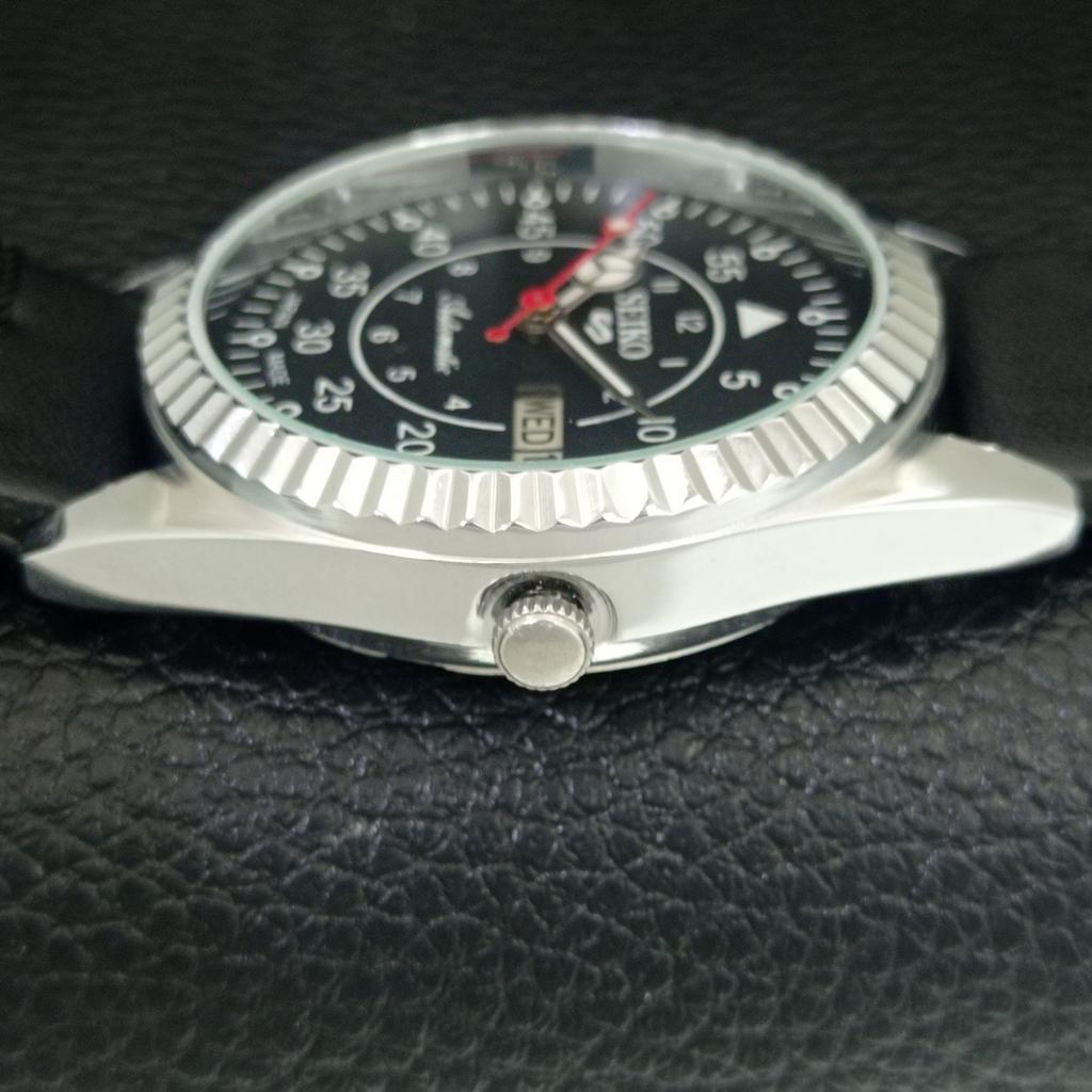JAPAN VINTAGE REFURBISHED SEIKO 5 AUTOMATIC 6309A MENS BLACK WATCH A442977-1
