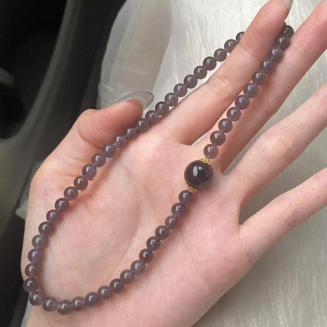 Handmade Smoke Purple Double Loop Bracelet, Retro New Chinese Ethnic Style Unisex Glass Glaze Jewelry, Travel Souvenir