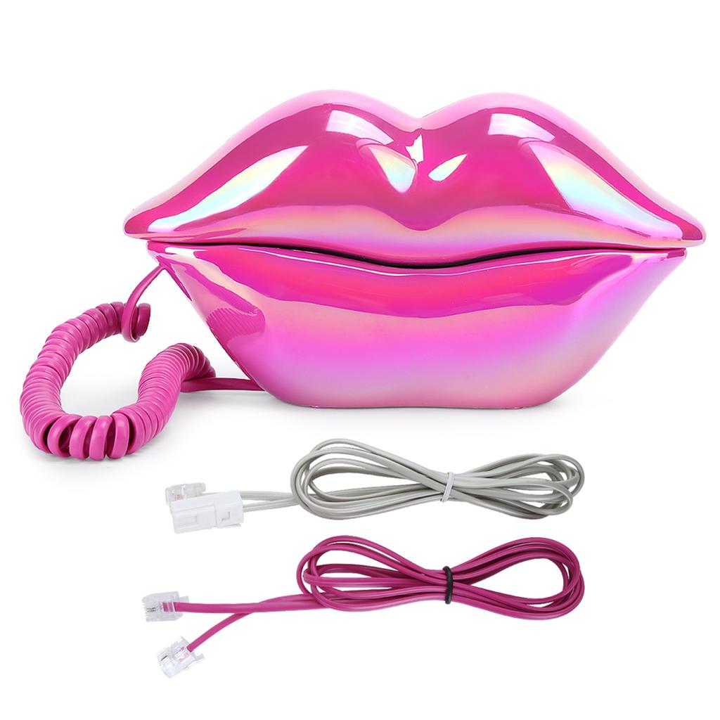 Lips Shape Telephone Red Phone Multi-Functional Wired Landline Desktop Corded Fixed Phone For Home Hotel Office Decoration