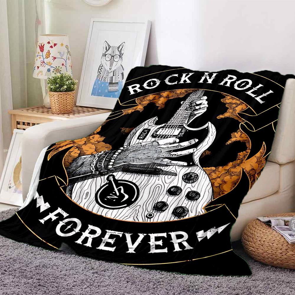 1pc Rock N Roll Guitar Blanket Soft All Season Throw with Vibrant Design, Perfect for Home, Travel, and Gifts, Ideal for Naps and Camping