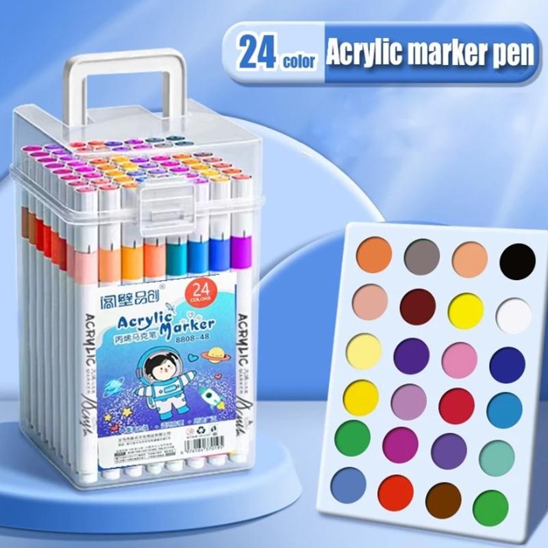 Fine-Point Acrylic Marker For Students Water-Based Ink Washable Colored Pen With Barreled