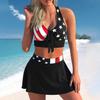 Costume da bagno europeo e americano Costume da bagno spezzato Abito conservativo da donna Set bikini Costume da bagno a tinta unita