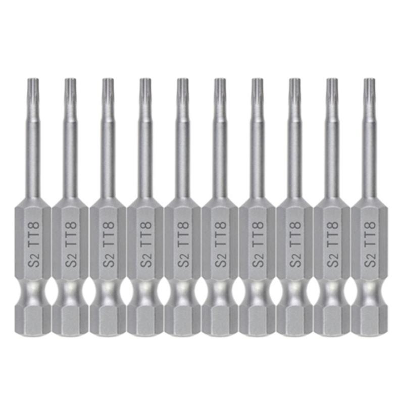 10Pcs 50mm Blossom Head Screwdriver Bit Set 1/4inch Hex Security Screwdriver Drill Magnetic Screwdriver Bit Tool