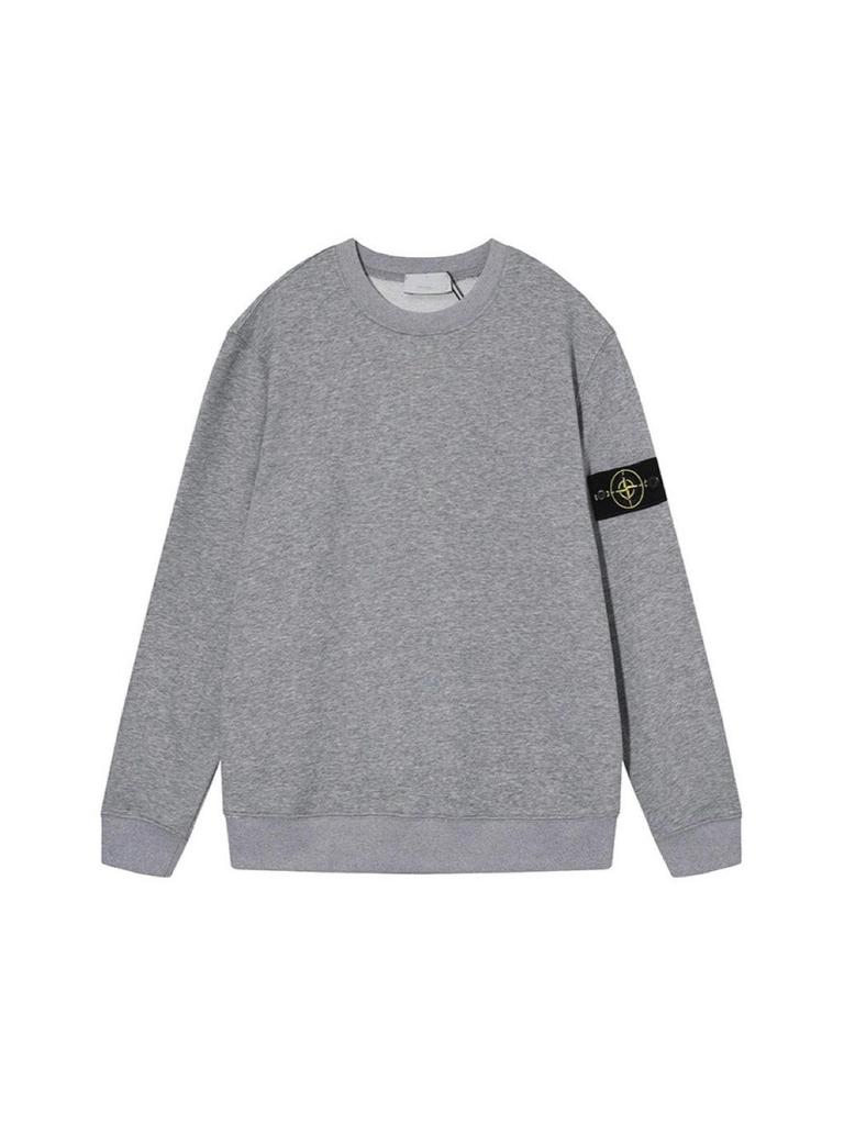 Unisex Solid Color Round Neck Stone Badge Starry Cross Long Sleeve Hoodie