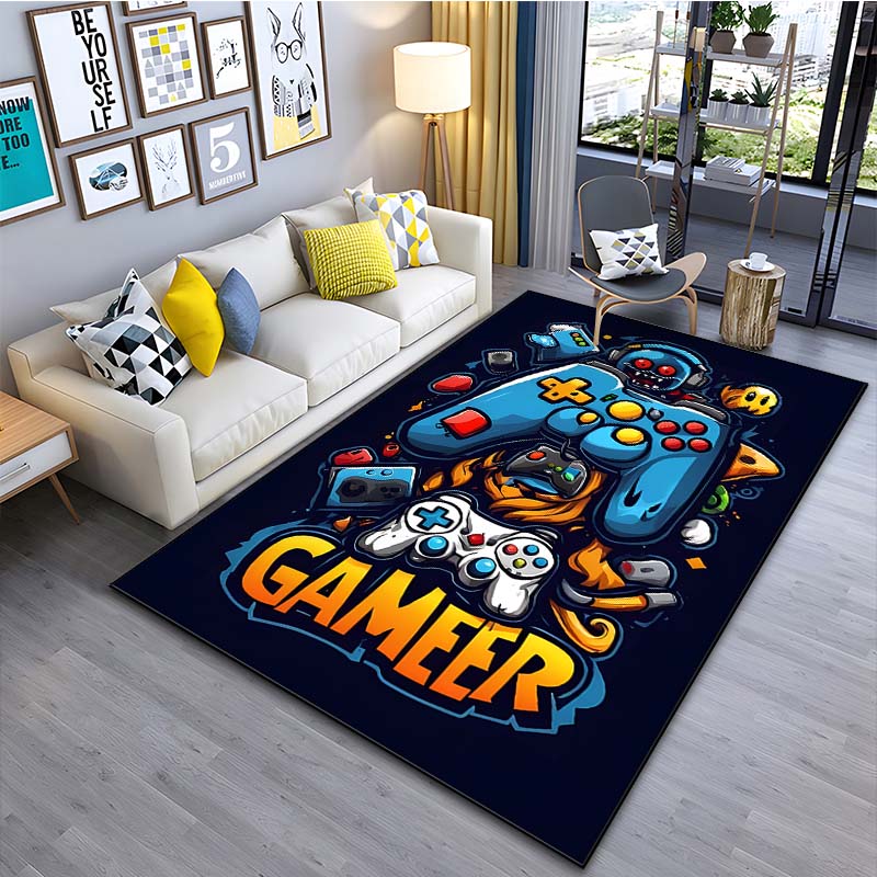 Modern Colorful Gaming Themed Print Rug for Living Room Bedroom Bedside Bathroom Floor Mat Home Area Rug Carpets Room Decor Gift