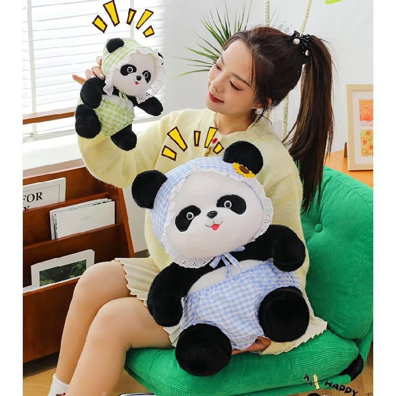Cap Flowers Panda Plush Toy Cartoon Stuffed Animal Doll Decoration Kids Gift