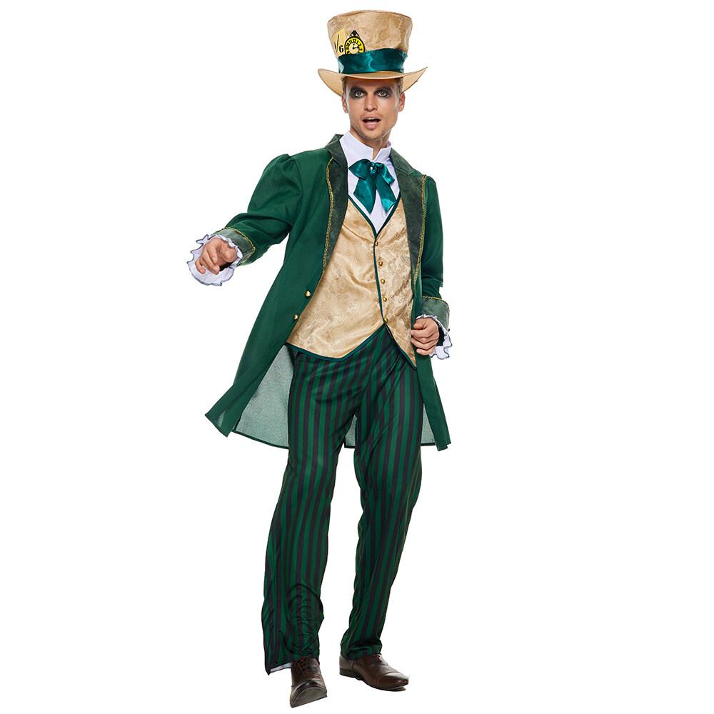 Men's Alice In Wonderland Mad Hatter Costume Halloween Deluxe Gentmen Cosplay