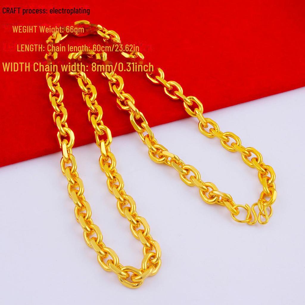 Men's Alloy Gold-Tone Necklace – Bold, Durable, Street Style Accessory