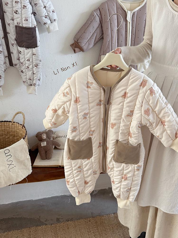 Quilted Cotton Baby Romper for Crawling Toddlers - Thick, Warm, Autumn/Winter Wear