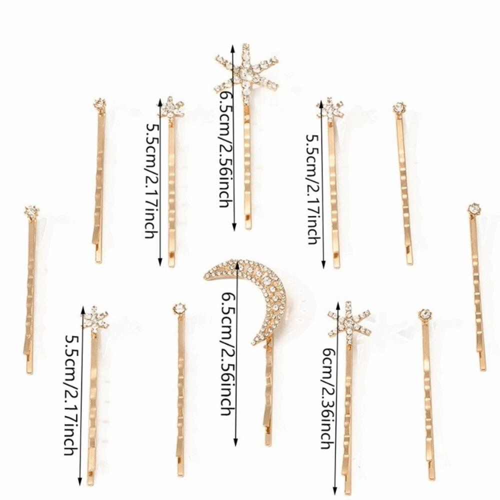 Moon Stars Star Moon Hair Clips Set Crystal Rhinestone Hairpin  Wedding Hair Accessories