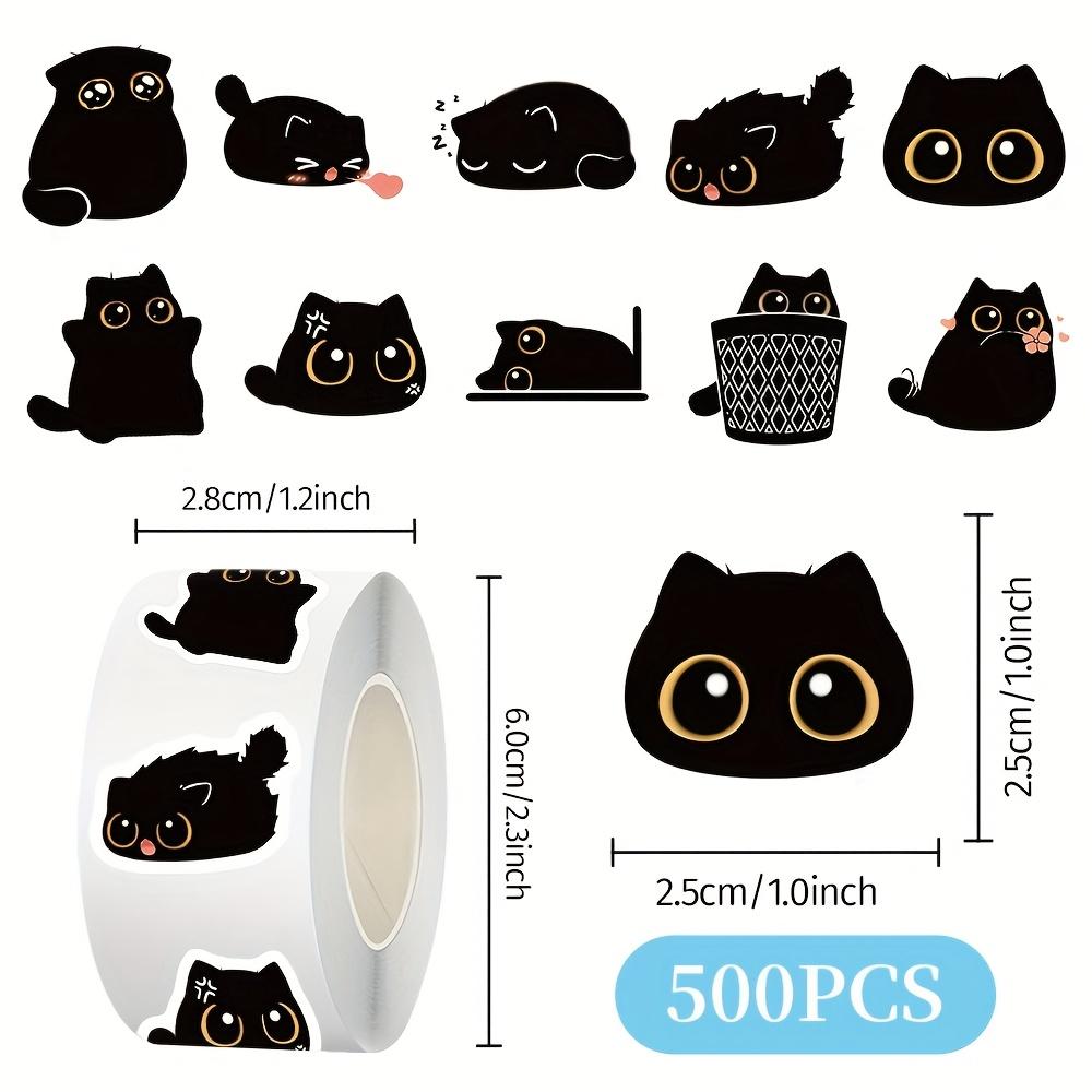 

500pcs/Roll Cute Black Cat Cartoon Stickers Graffiti Aesthetic Decoration Luggage Laptop Computer Journal Kawaii Stickers