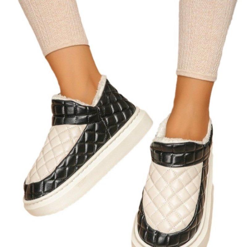 Thick-soled Snow Boots Women's Non-slip New Leather Waterproof Short Cotton Shoes Winter New Warm Velvet Thicker