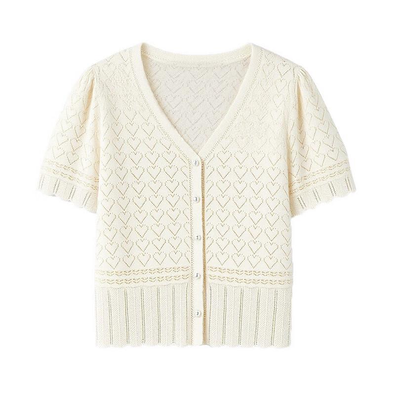 French Style Lace Knit V-Neck Cardigan