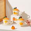 Orange Vattenkopp Kontor Födelsedagspresent Keramisk Kopp Mugg Mugg med Lock Souvenir Söt Kopp Hushåll Dricksvatten