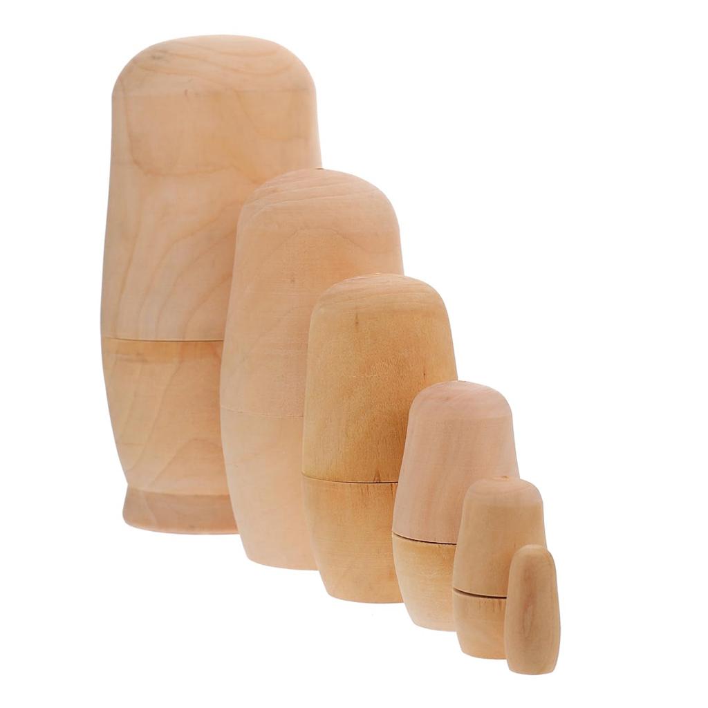 Iplusmile Unpainted White Wood Matryoshka Set of DIY Matrioshka Wooden Unfinished DIY Matrioshka Traditional Wooden Decorative Item Dolls, 6, Toys,