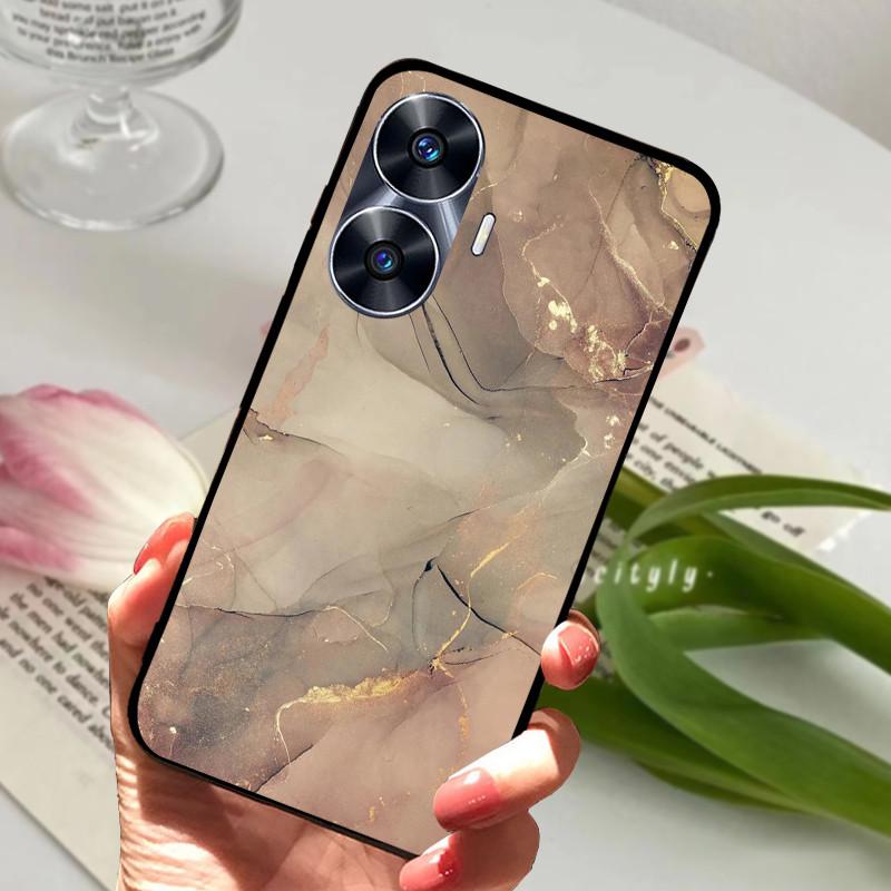 For Realme C55 Case Cool Black Soft Silicone TPU Bumper Protective Phone Case For OPPO Realme C55 C 55 Cover Fundas Shell Coque