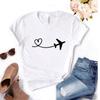 Beautiful Heart Shape Print Tshirt O-Neck T Shirt Short Sleeve Tshirt Women Harajuku Tshirt Lady Summer Tshirt Simple T-Shirt