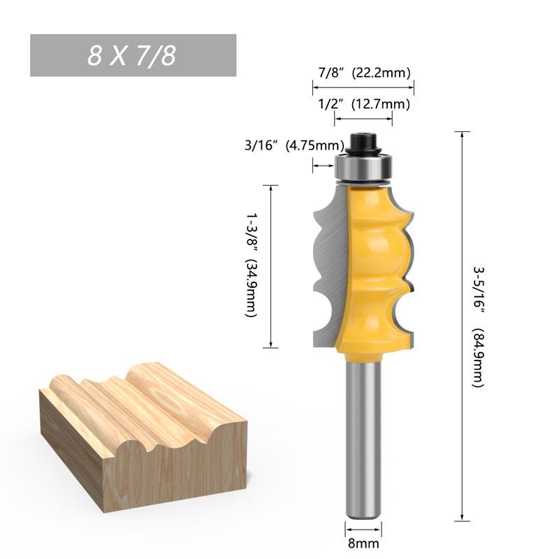 1ks 8mm stopka Architectural lisování Zábradlí Router Pouzdro bitu Základna CNC Line Dřevoobráběcí frézy Čelní fréza
