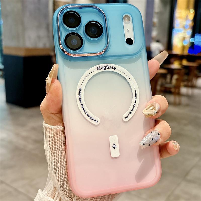 Gradient Dual-Color Magnetic Case for iPhone 17 Pro Max - Compatible with Apple 17/16, Silicone 15/14, and Cross-border 13 Models