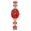 Luxury Rhinestone Women's Wristwatch with Round Dial and Colored Diamond Bracelet.