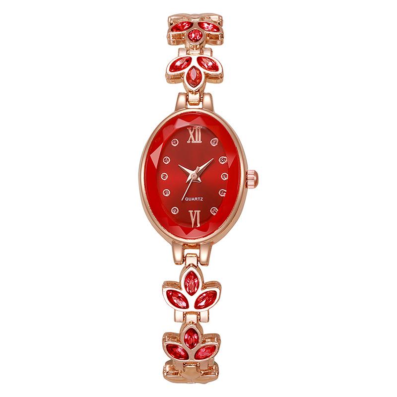Luxury Rhinestone Women's Wristwatch with Round Dial and Colored Diamond Bracelet.