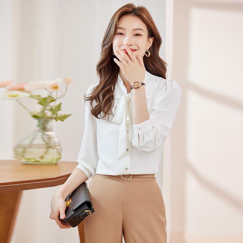 Women's Elegant Chiffon V-Neck Long Sleeve Blouse