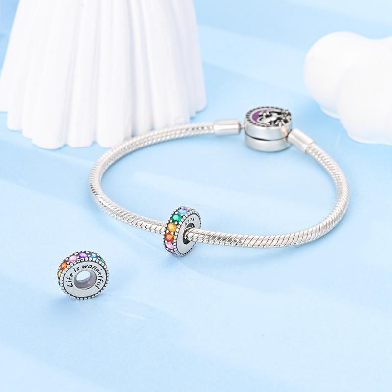 Genuine Copper Colorful Silicone Spacer Stopper Bead Elements Decorative Charms Jewelry Creation Suitable For Authentic Bracelet Style For Women