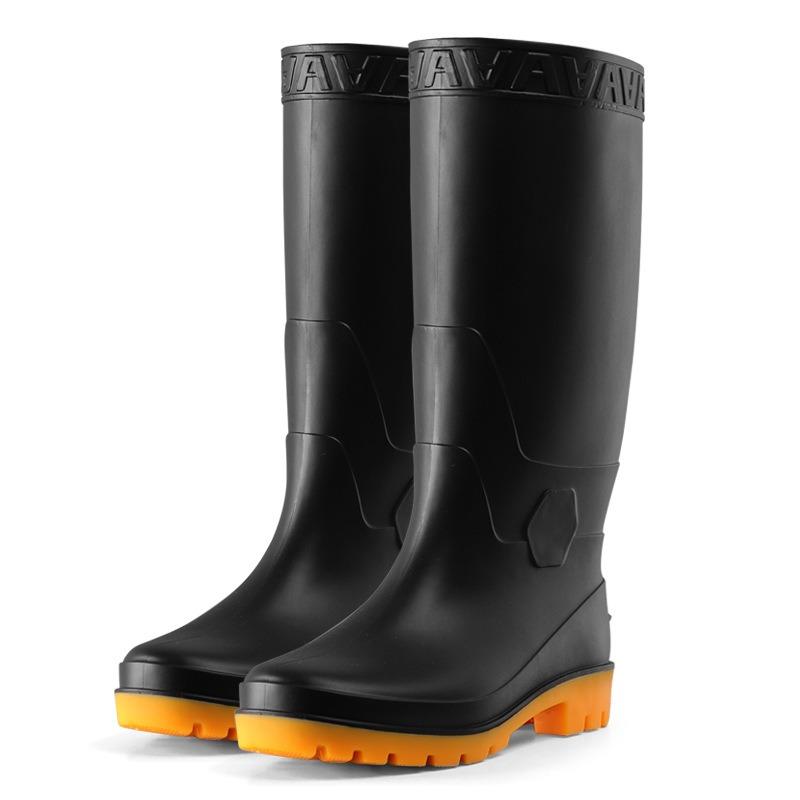 Black rain boots thickened labor insurance shoes high rain shoes non-slip beef tendon outsole matte water shoes long work boots water boots men