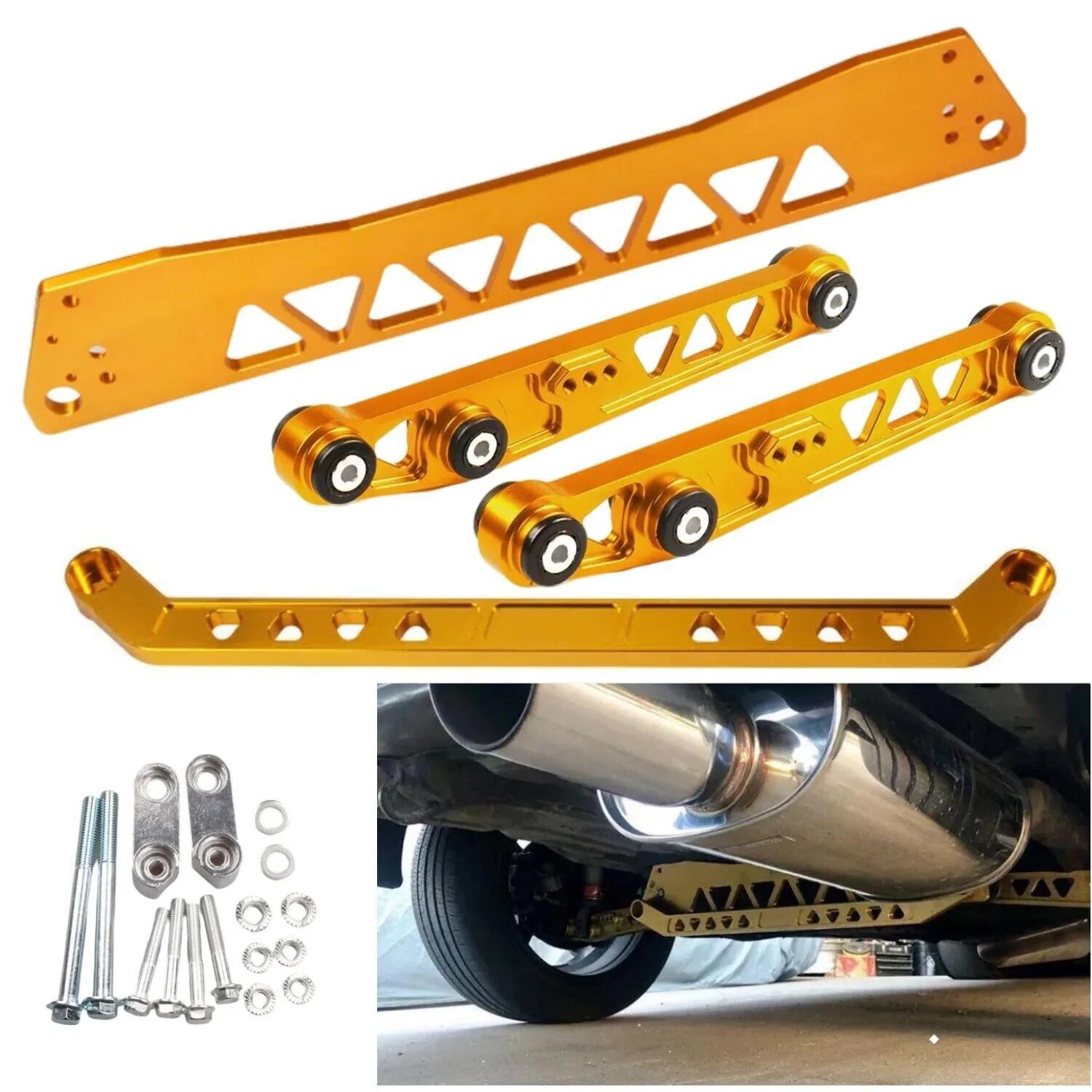 Billet Aluminium REAR SUBFRAME BRACE+TIE BAR+Rear Lower Control Arm For Honda Civic EG 92-95 золотой