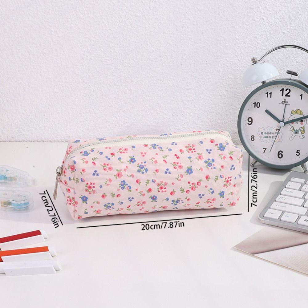 High Quality Fresh Floral Pen Bag Portable Multifunctional Pencil Case Large Capacity Stationery Organizer School Office