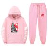 Mens Streetwear Hooded Sweatshirt Set Loose Fit Winter Warm Fleece Lined Casual Tracksuit