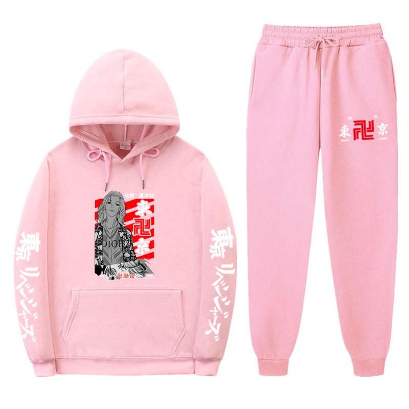 Mens Streetwear Hooded Sweatshirt Set Loose Fit Winter Warm Fleece Lined Casual Tracksuit