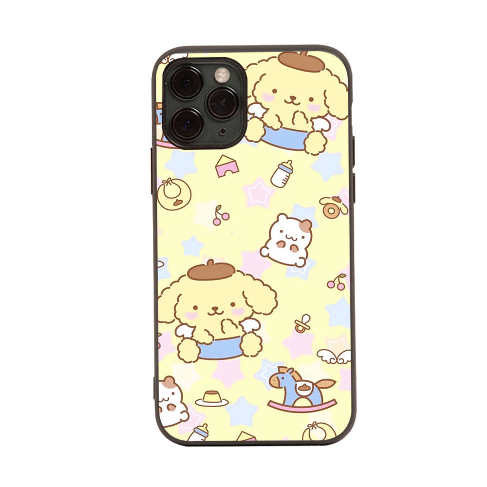 HK31 PomPom Purin Black Sofe Case for iPhone 16 15 Plus 14 13 Pro 8 SE XR XS Max P30 Nova 5T Y5P Y6 Y7 Y8P Y9 Realme C30 C33 C31 VIVO Y36 V27