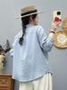 Spring 2026 Cartoon Embroidered Long-Sleeve Women's Cotton Gauze Shirt