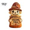 Versatile Festival Soft Furnishings Fall Scarecrow Figurine, Wooden Pumpkin Statue, Rustic Autumn Harvest Season Table Decor Tabletop Decoration
