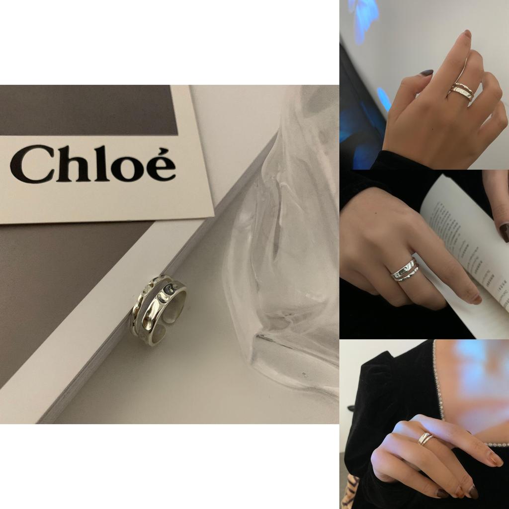 Elegant S925 Silver Candy Wave Pattern Hollow Geometric Ring For Women Fashion