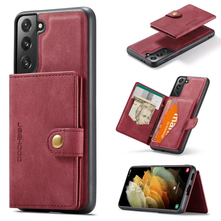 For Samsung Galaxy S21 5G JEEHOOD Retro Magnetic Detachable Protective Case with Wallet & Card Slot & Holder