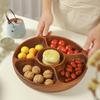 Set di Piatto Snack e Piatto da Contorno in Legno di Acacia: Piatti Divisi per Frutta, Dessert, Insalata e Bambini