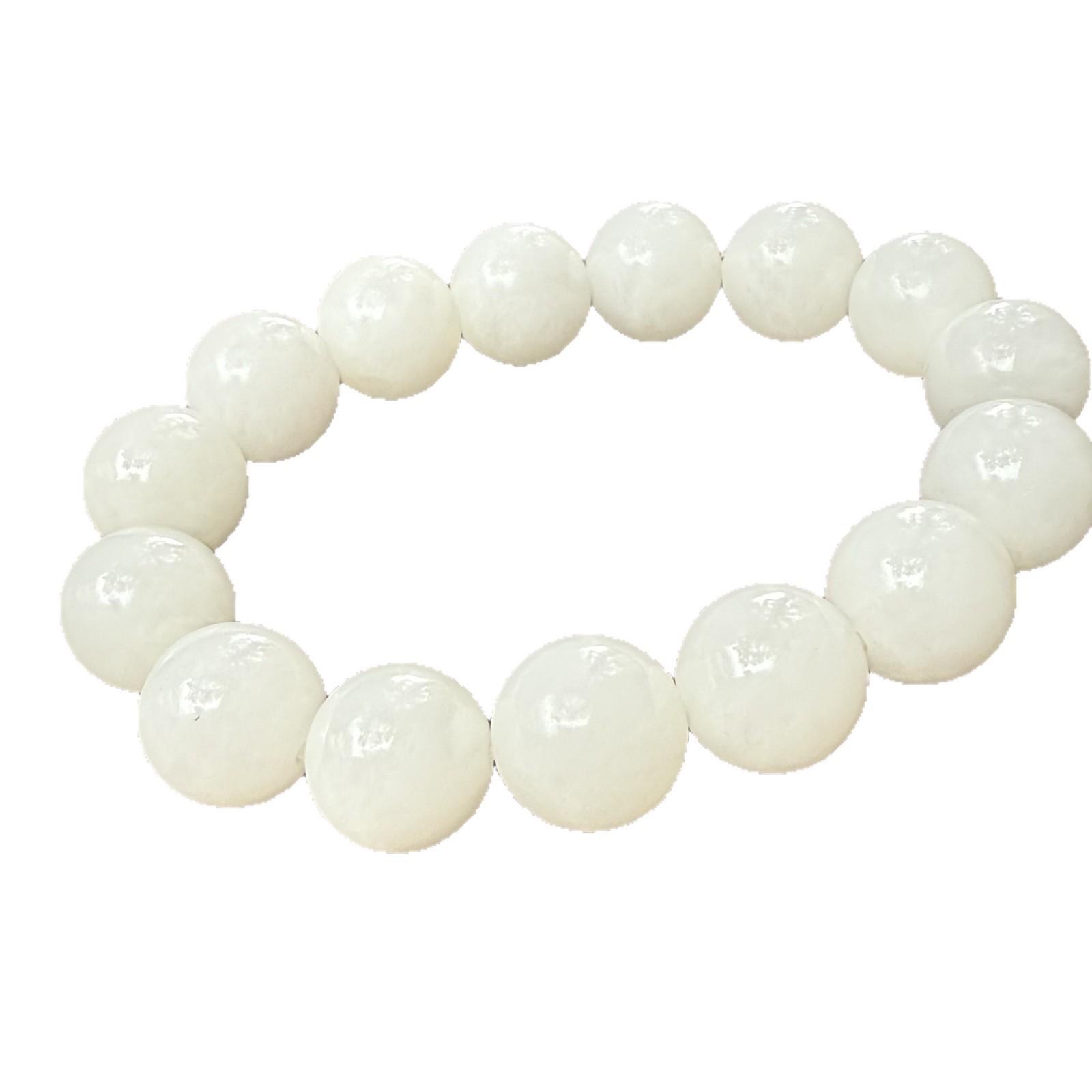 Men s 14mm Round White Hetian Jade Bracelet
