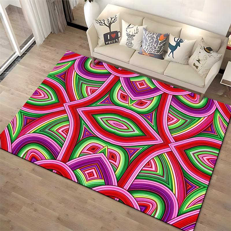 Colorful Geometric Pattern Red Green Purple Abstract Carpet Design Suitable for Use As an Anti-slip for Living Room Bedroom Sofas