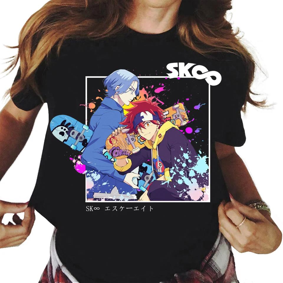 Women Kawaii Cartoon Skateboard Boys Graphic Print Tshirt Tees Casual Tops T-shirt Hot Anime SK8 The Infinity T Shirt