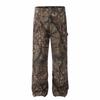 Unisex Retro Camouflage Distressed Work Pants - Straight Leg, Loose-Fit Outdoor Casual Wear