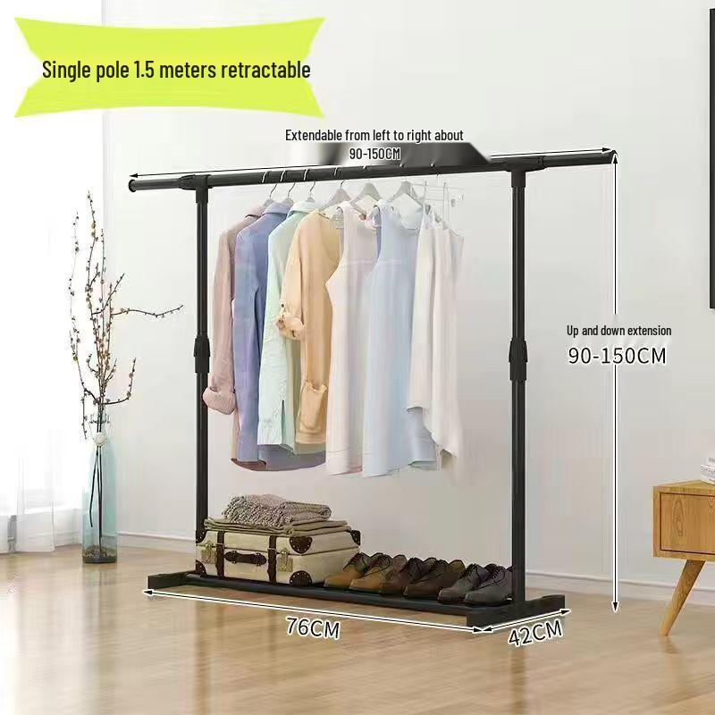 Retractable Floor-Standing Clothes Rack: Foldable Hanging Rod for Bedroom, Dorm, and Balcony Drying